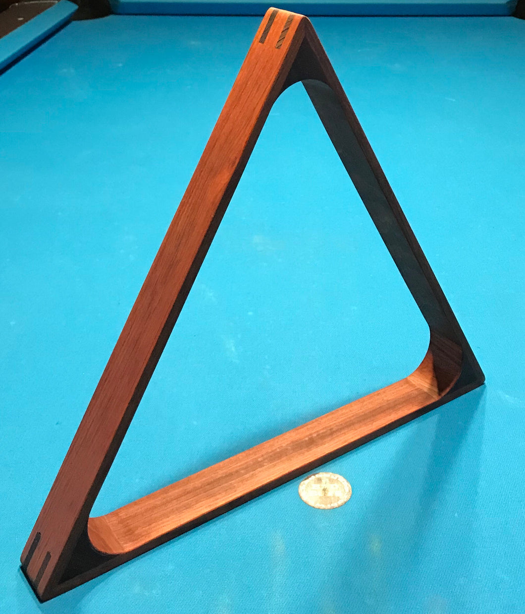 Custom Sapele Wood 8 Ball Rack with Wenge Inlay - 8 Ball Triangle Rack